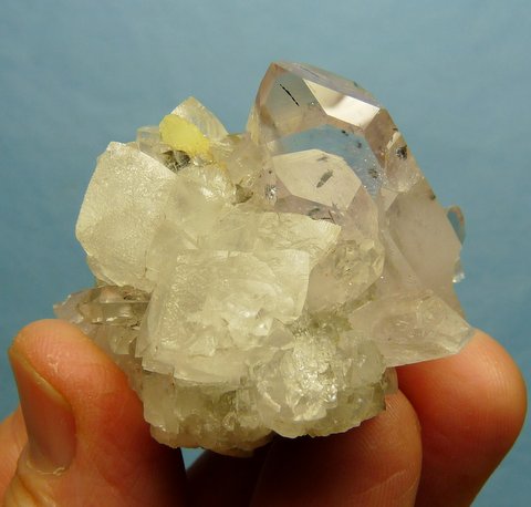 Beauriful Quartz / Calcite Cluster with prehnite, Brandberg, Namibia