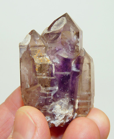 Amethyst / smoky quartz crystal specimen with (?)chalcedony