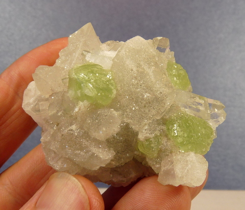 Light Amethyst Quartz Crystal Group with bubbles and epidote
