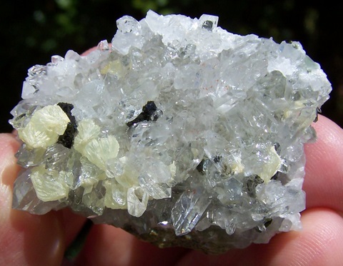 Quartz, Prehnite, Calcite, Epidote and Analcime Crystals on Rock Matrix