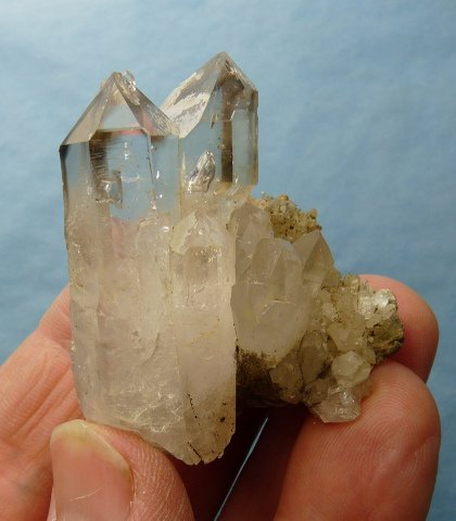 Quartz crystal group with unusual termination facets