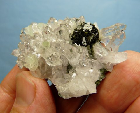 Stunning cluster of quartz, epidote and prehnite