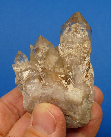 Interesting quartz cluster with light green phantoms - Orange River