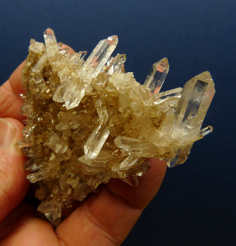Floater group clear quartz crystals, mostly double terminated Floater group clear quartz crystals, mostly double terminated
