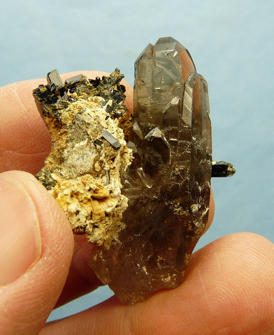 Smoky quartz with aegirine and feldspar