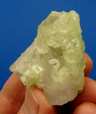 Quartz crystal group with prehnite coating