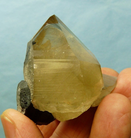 Lovely smoky/citrine quartz crystal with schorl