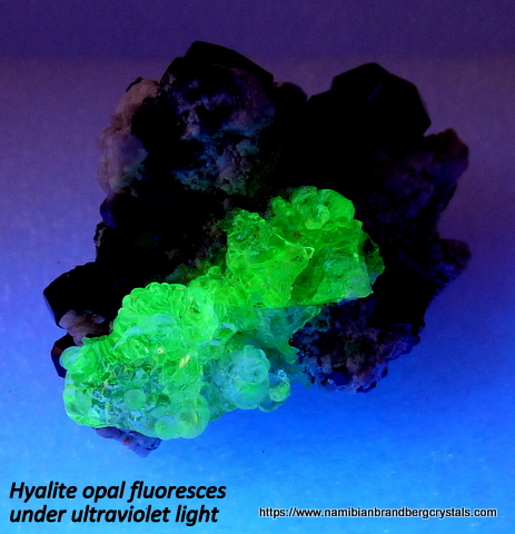 Prolific aggregates of hyalite opal on matrix