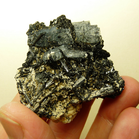 Aquamarine and schorl crystal specimen