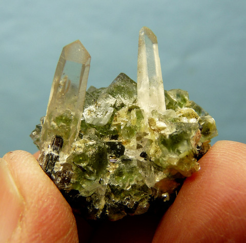 Small group of fluorite, quartz, schorl and mica crystals