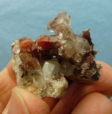 Quartz crystals, some with beautiful phantoms, on matrix