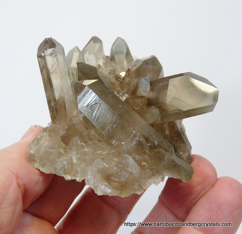 Smoky quartz crystal group with epidote and chlorite inclusions