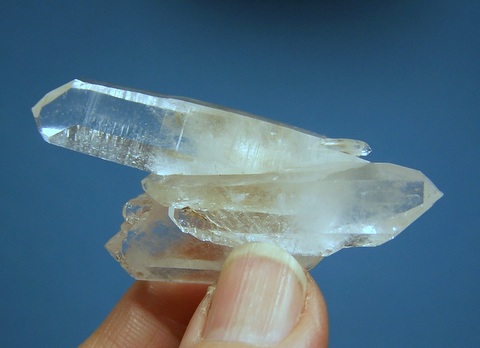 Cluster of double and multi-terminated quartz crystals
